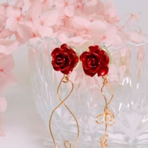 red rosee arrings