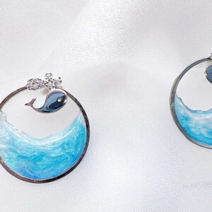 whale、sea、earrings