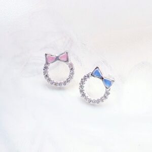 蝴蝶結鑲鑽圈星空耳環蘿莉塔