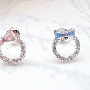 蝴蝶結鑲鑽圈星空耳環蘿莉塔