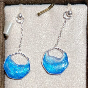 多邊形純銀海洋耳環-夜晚照